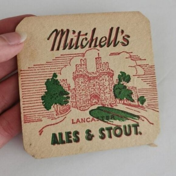 Vintage Mitchell's Ale Coaster Lancaster Stout Castle Beer Mat 2-Side Breweriana - Picture 1 of 3